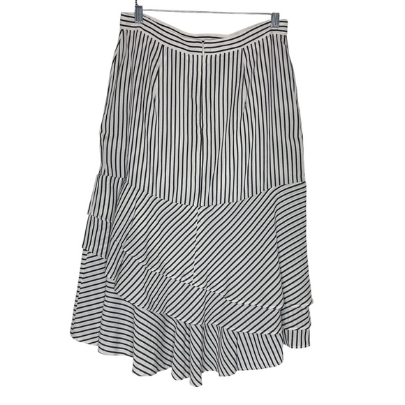 Ann Taylor Cream and Black Stripe Ruffle High Low Skirt size 6P - Picture 3 of 10
